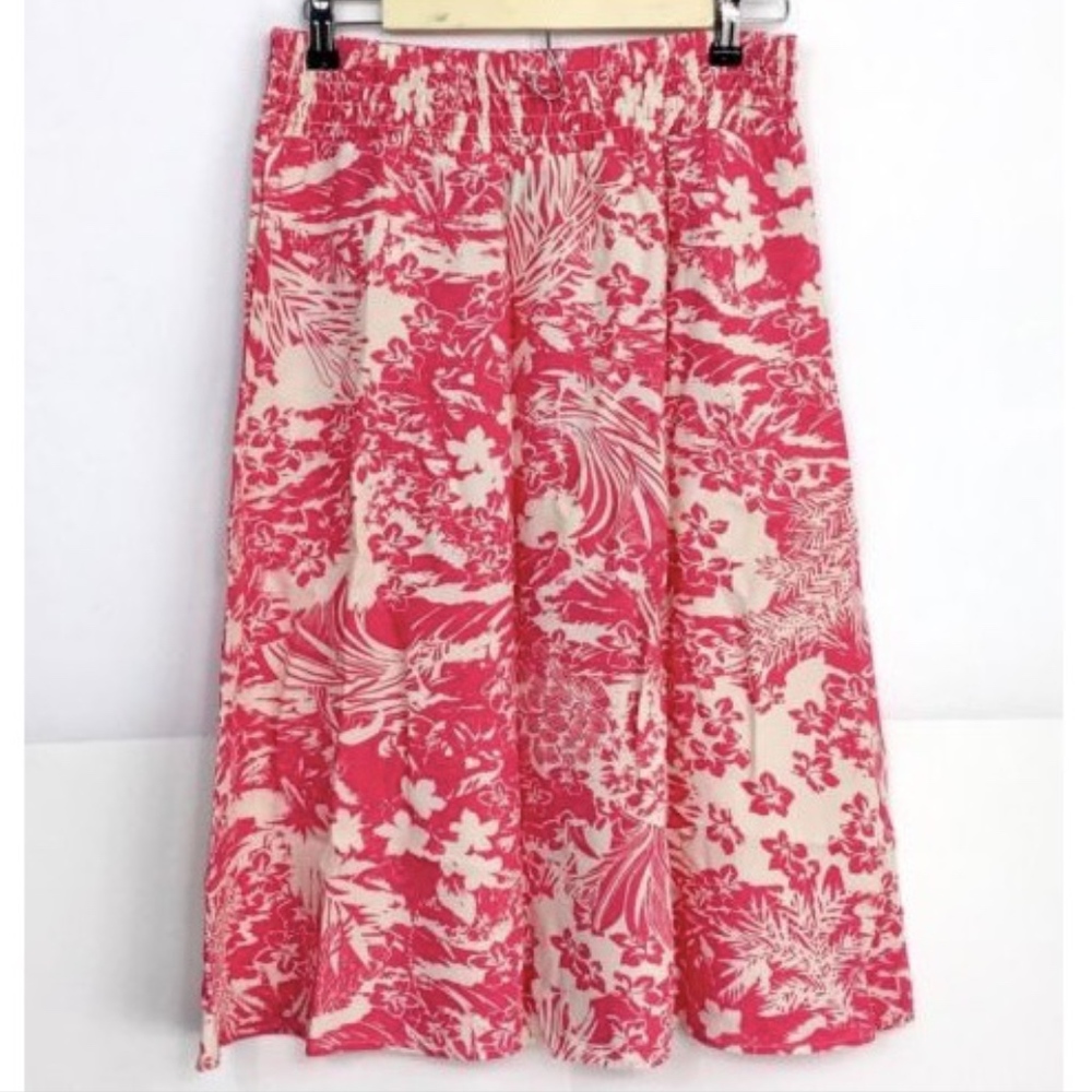 J. Jill Small Pink Floral Smocked Waist Skirt
